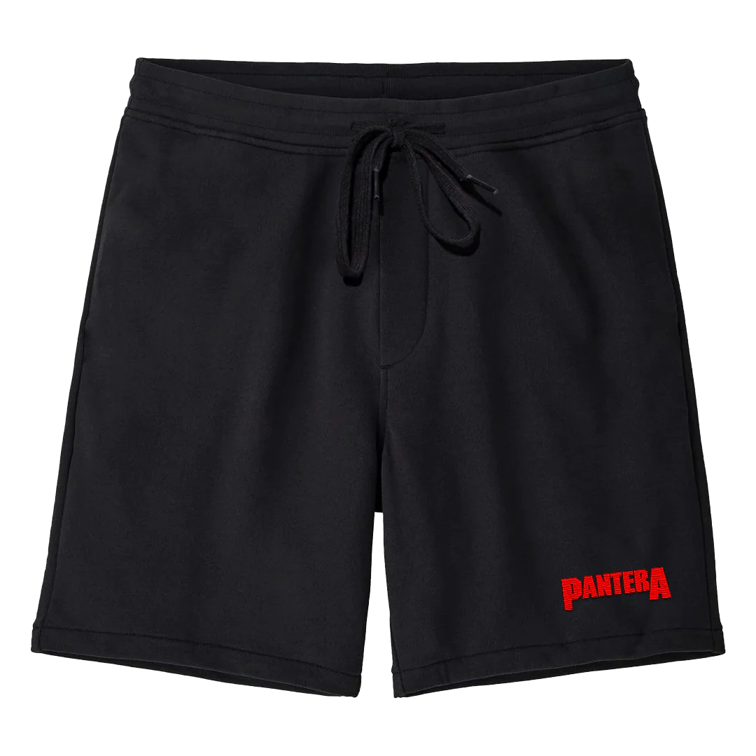 Embroidered Red Pantera Logo Shorts